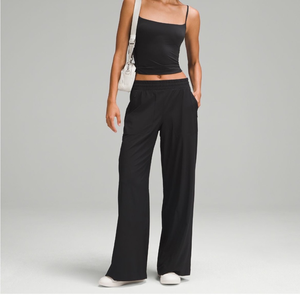 Lululemon Swift Mid-Rise wide leg pant.